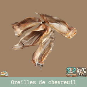 Friandises naturelles d'oreilles de chevreuil, parfaites pour une mastication gourmande et saine.