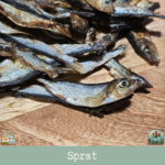 Morceaux de sprat séché présentés sur une table.