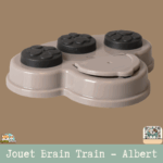 Le jouet interactif Brain Train Albert 1 Gris, montrant ses compartiments.