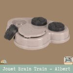 Le jouet interactif Brain Train Albert 1 Gris, montrant ses compartiments.