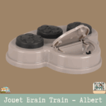 Le jouet interactif Brain Train Albert 1 Gris, montrant ses compartiments.
