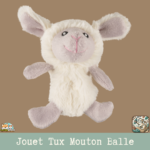 Le jouet Tux Mouton Balle en peluche, avec une ouverture pour insérer de la cataire.
