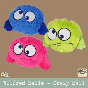 Wilfred Balle, un jouet interactif en peluche avec balle interne, bruit et mouvements automatiques pour des heures de jeu.