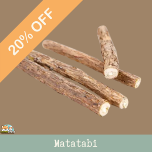 Bâtonnets de Matatabi pour chats, friandise naturelle sans céréales ni additifs.