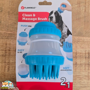 Brosse Flamingo Hilda de massage et nettoyage 2-en-1 pour chien