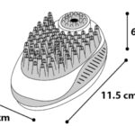 Brosse de massage et de nettoyage pour animaux avec bouton de dosage de shampooing intégré.