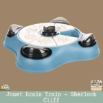 Jouet Brain Train Sherlock Patte Cliff pour chien, avec plusieurs compartiments à friandises et fond antidérapant.