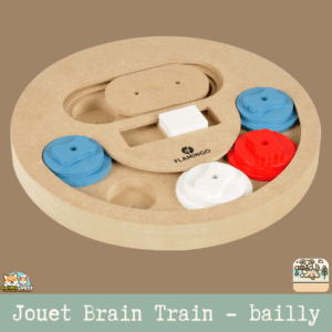 Jouet Brain Train Maurice pour chiot, en MDF solide, avec revêtement antidérapant.