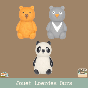 Le jouet Loerdes Ours en latex avec un design d'ours et un couineur intégré pour chien.