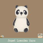 Le jouet Loerdes Ours en latex avec un design d'ours et un couineur intégré pour chien.