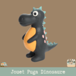 Le jouet Puga Dinosaure en latex, disponible en plusieurs couleurs, avec un couineur intégré pour chien.