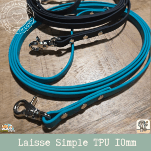 laisse SIMPLE en sangle TPU 10mm et 4m20 de long fabriqué à la main.