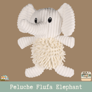 Jouet Flufa Éléphant en peluche avec finition en velours côtelé et chenille, avec couineur intégré.