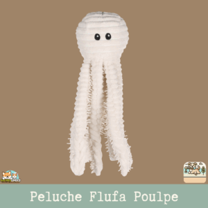 Le jouet Flufa Poulpe en peluche avec des textures en velours côtelé et chenille, doté d'un couineur.