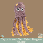 Tapis à renifler Chiot Morgano Calmar en forme de calmar, pour cacher des friandises et ralentir l’alimentation.