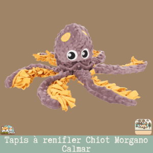 Tapis à renifler Chiot Morgano Calmar en forme de calmar, pour cacher des friandises et ralentir l’alimentation.