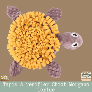 Tapis à renifler Morgano en forme de tortue pour chiots, avec compartiments pour friandises.
