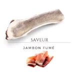 Bois de cerf tranché aromatisé pour chien, saveur saumon fumé.