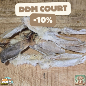 Oreilles de lapin avec poils naturelles pour chien – friandise à mâcher