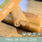 Peau de porc en morceau de 12 cm pour chien