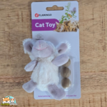 Jouet Tux Flamingo en forme de mouton et de balle en peluche blanche et grise pour chat