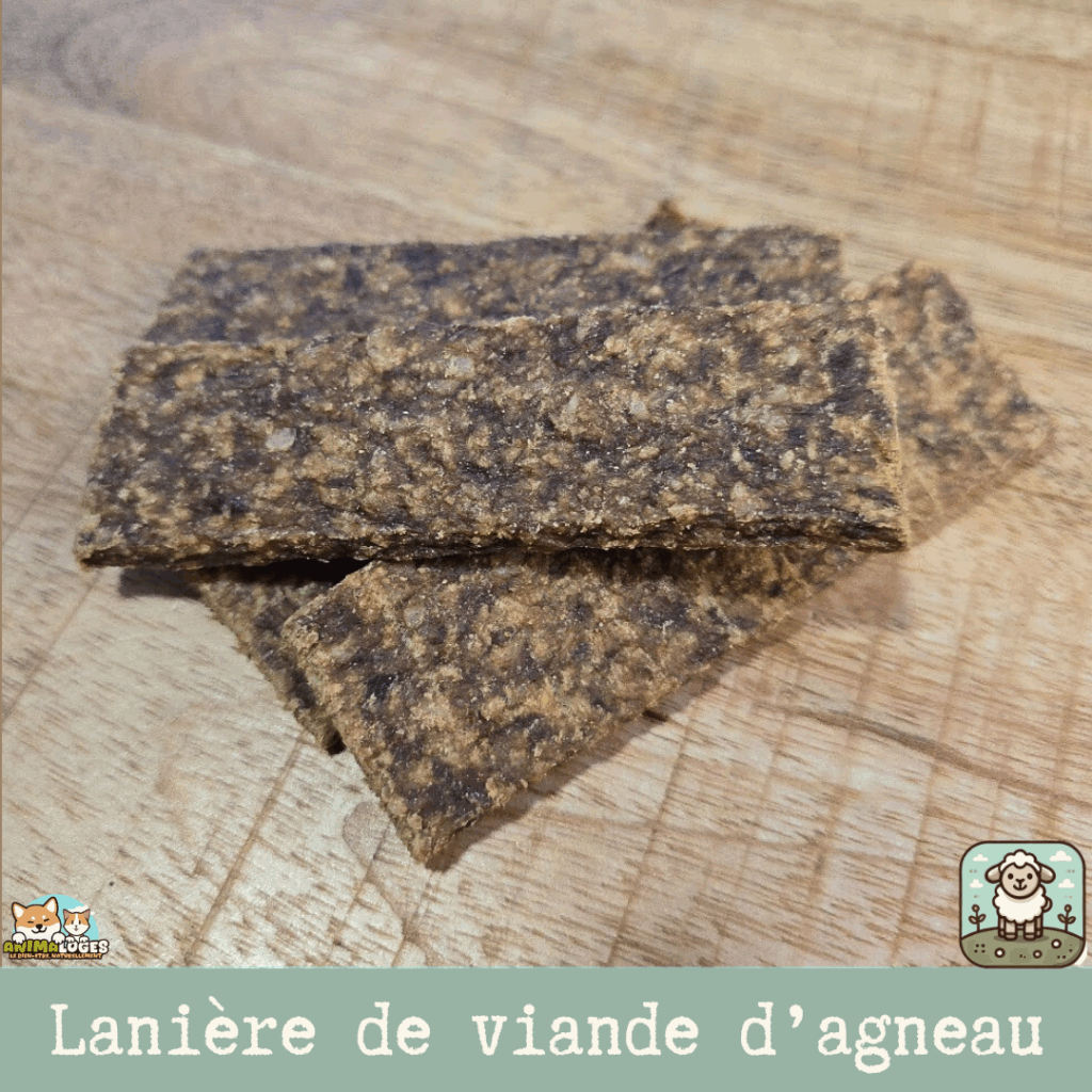 lanières de viande pour chien et chat, montrant la saveur agneau
