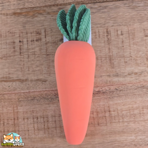 Jouet Seezo Carotte orange et verte Flamingo pour chien en latex avec tissu côtelé, couineur et bruit crépitant