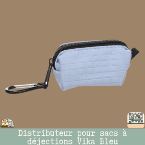 Distributeur de sacs à déjections Vika bleu Flamingo. Léger, rechargeable, avec mousqueton – pratique pour toutes les promenades avec votre chien.