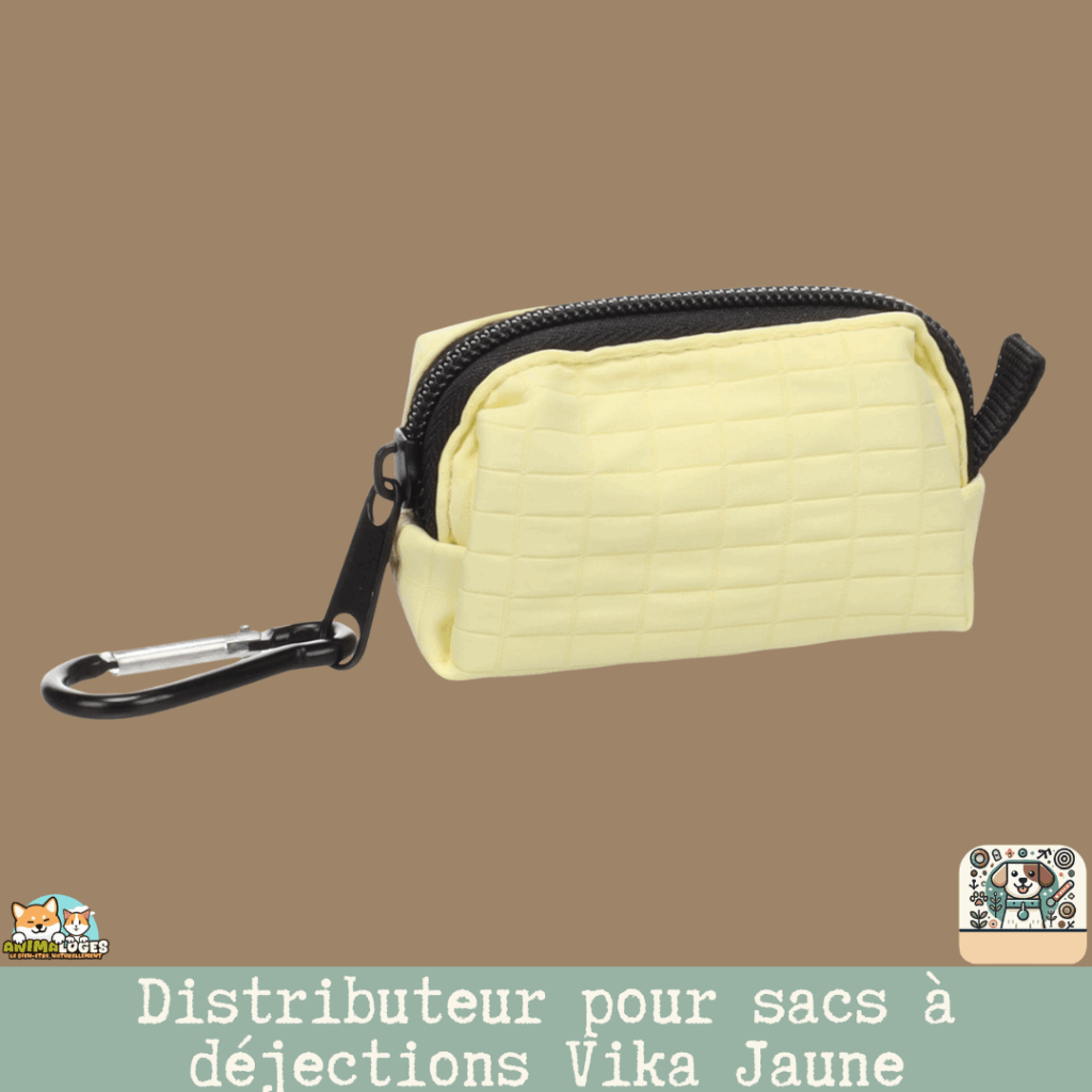 Distributeur de sacs à déjections Vika Jaune Flamingo. Léger, rechargeable, avec mousqueton – pratique pour toutes les promenades avec votre chien.