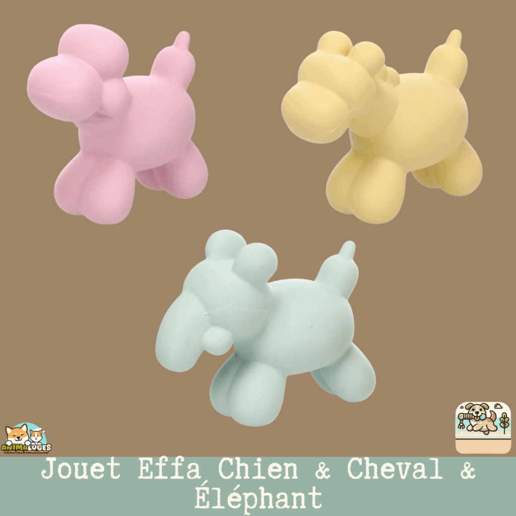 Jouet Effa Flamingo pour chien en forme de chien, cheval ou éléphant. Doux, pastel et ludique : idéal pour les jeux tout en tendresse.