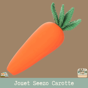 Jouet pour chien Seezo Carotte de Flamingo. Couinement, craquement et forme déformable : un jouet interactif et stimulant pour chiens curieux.