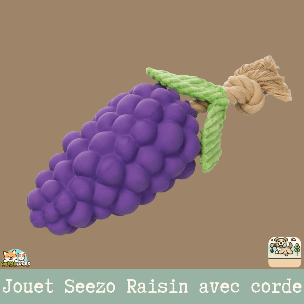 Jouet pour chien Seezo Raisin Flamingo avec corde, couinement et bruit de craquement. Ludique, interactif et parfait pour les chiens joueurs.