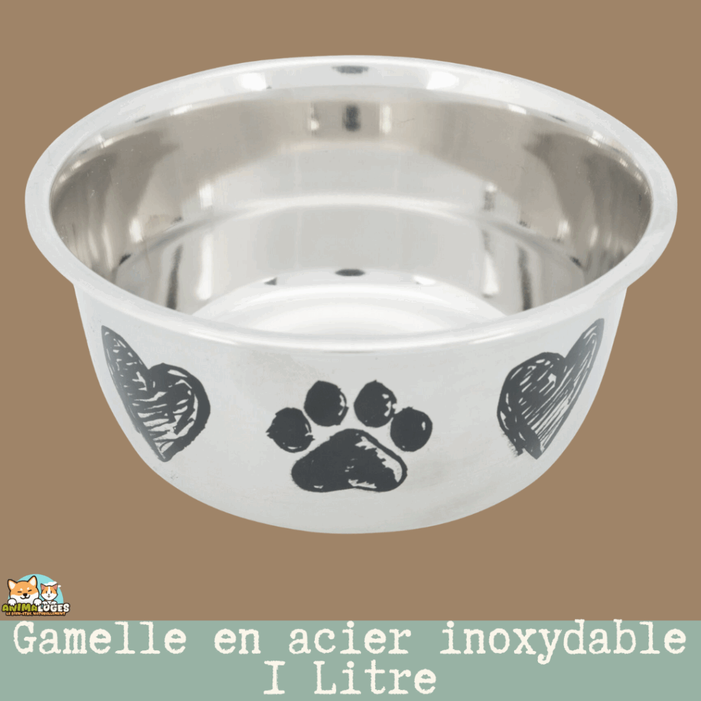 Gamelle pour chien 1L antidérapante en inox