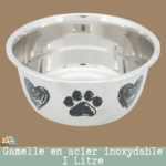 Gamelle pour chien 1L antidérapante en inox
