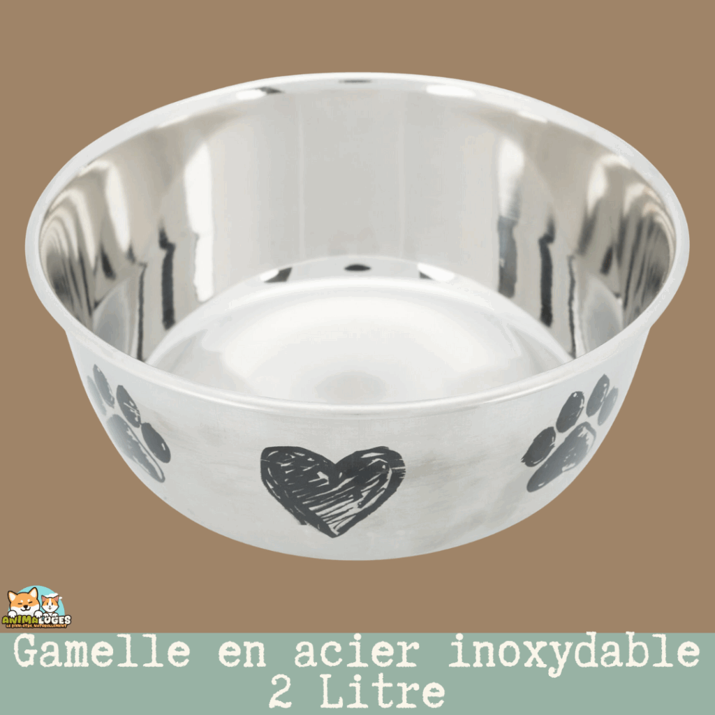 Gamelle pour chien 2L antidérapante en inox