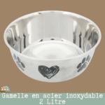 Gamelle pour chien 2L antidérapante en inox