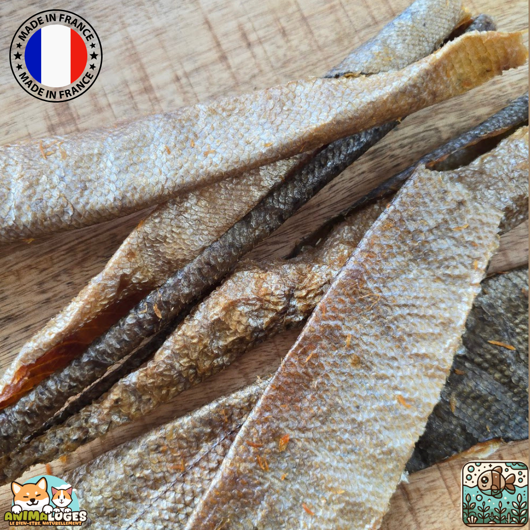Peaux de truite naturelles origine France pour chien – friandise à mâcher