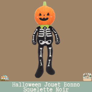Jouet Bonno squelette noir orange – peluche Halloween