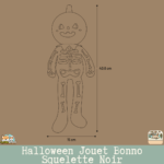 dimension du Jouet Bonno squelette noir orange – peluche Halloween