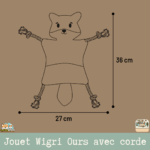 Jouet pour chien Wigri Ours beige avec corde – dimension