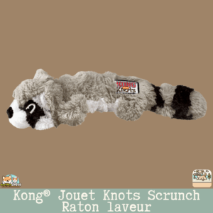 Jouet Kong Knots Scrunch Raton Laveur Gris vue de face