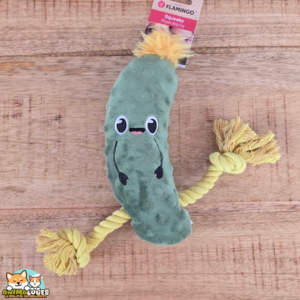 Jouet Bubto Cornichon avec corde Flamingo pour chien