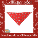 Bandana de Noël Mik Rouge de Flamingo drapé autour du cou d’un chien