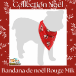 Bandana de Noël Mik Rouge de Flamingo drapé autour du cou d’un chien