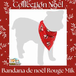 Bandana de Noël Mik Rouge de Flamingo drapé autour du cou d’un chien
