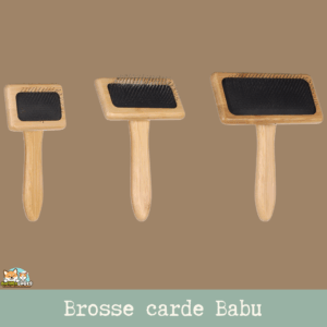 Brosse carde en bambou pour chiens, idéale pour démêler et éliminer les poils morts.