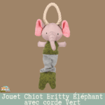 Jouet Britty Éléphant Vert – vue de face sur fond blanc