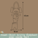 Jouet Britty Éléphant Vert – vue de face sur fond blanc