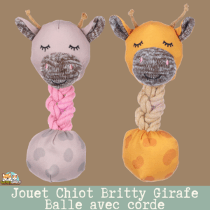 Jouet Britty Girafe Balle avec corde Flamingo – vue de face