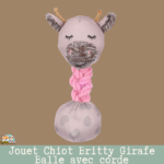 Jouet Britty Girafe Balle avec corde Flamingo – vue de face